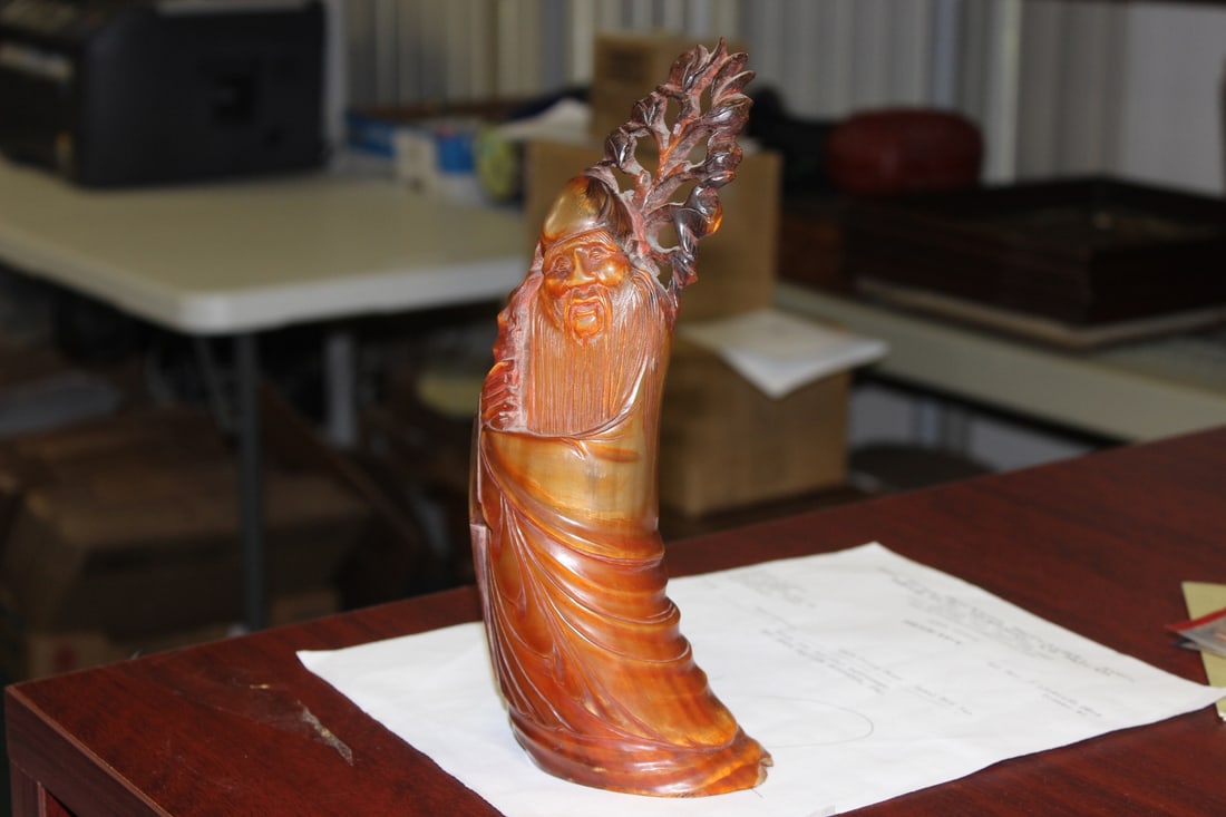 A Chinese Horn Figure: Vintage/Antique - chips on the bottom - 10" tall