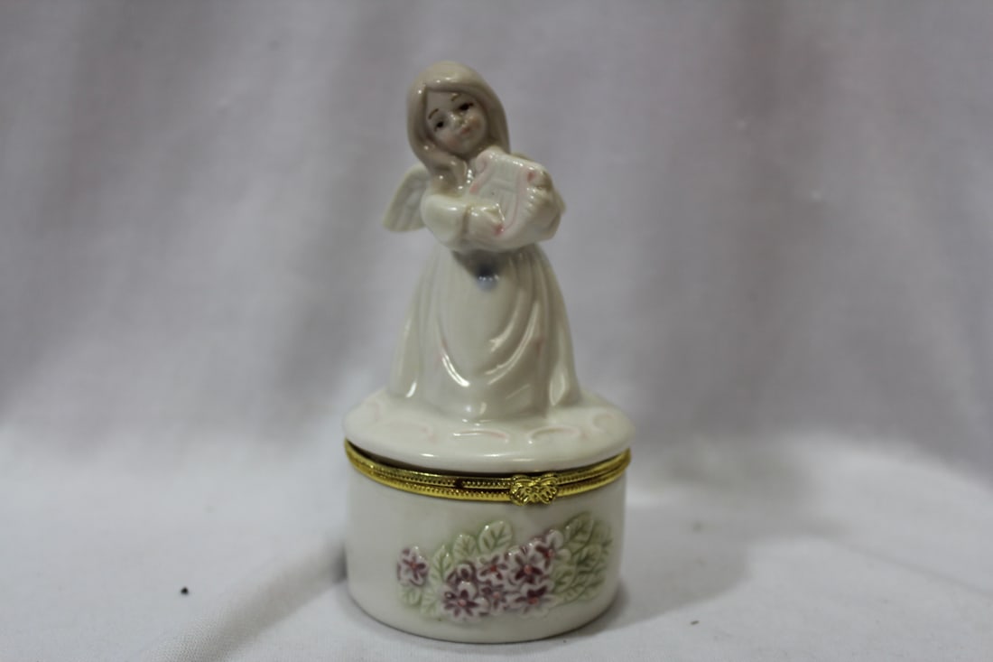 An Angel Trinket Box: 4 1/2" tall