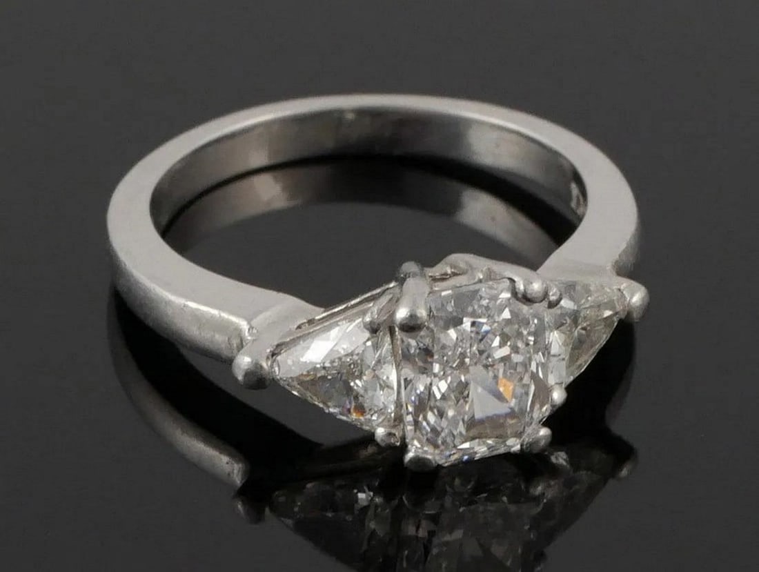 1.01ct Diamond GIA D COLOR Platinum Ring: GIA-certified 1.01 carat Radiant cut diamond set - size 4 - the ring band is stamped 950