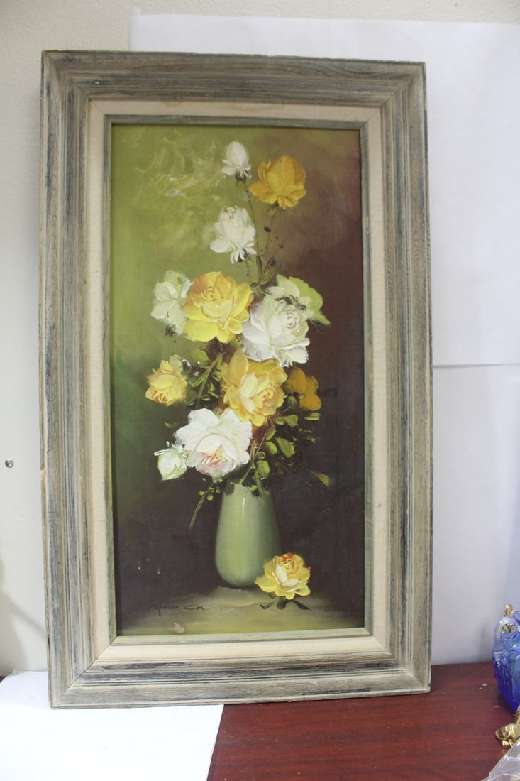 A Signed Oil on Canvas by Robert Cox: overall= 29 1/2" x 17 1/2"