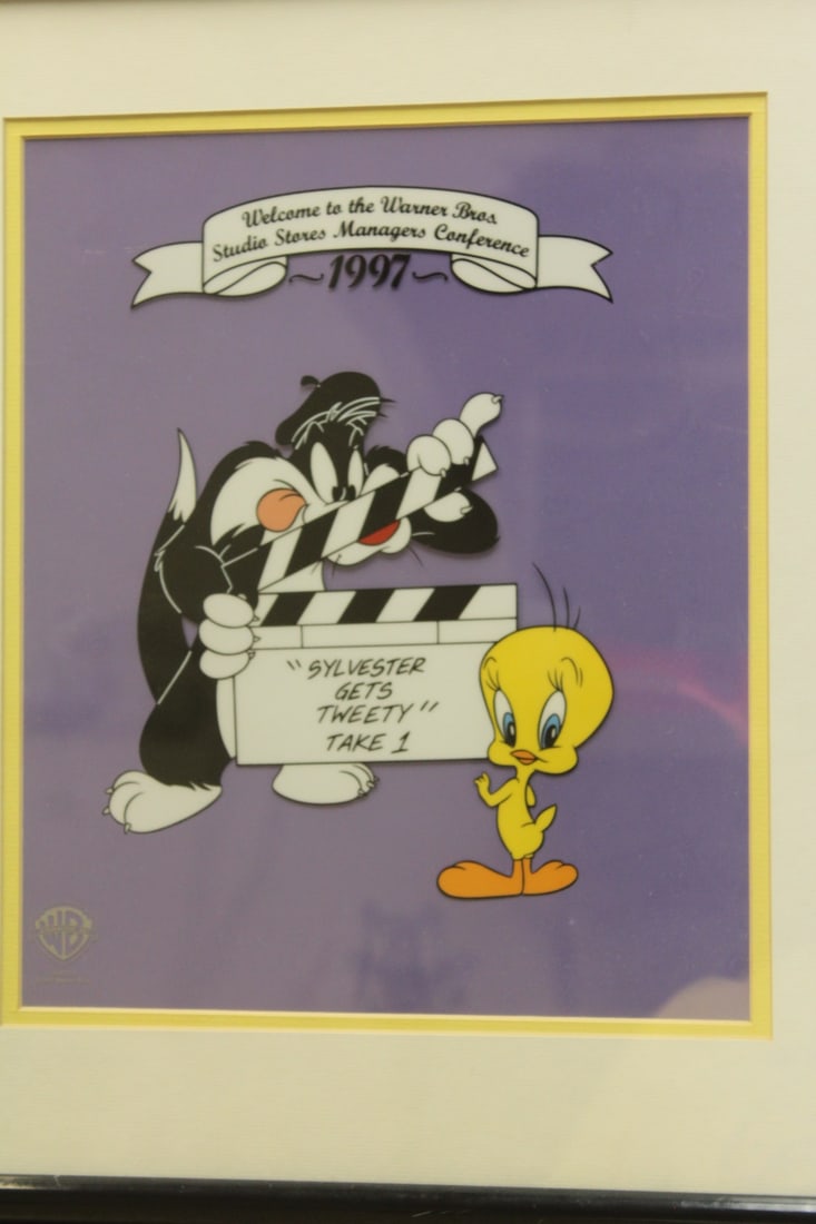 Warner Brother Sylvester and Tweety Art Work: framed - 17 5/8" x 15 1/4"