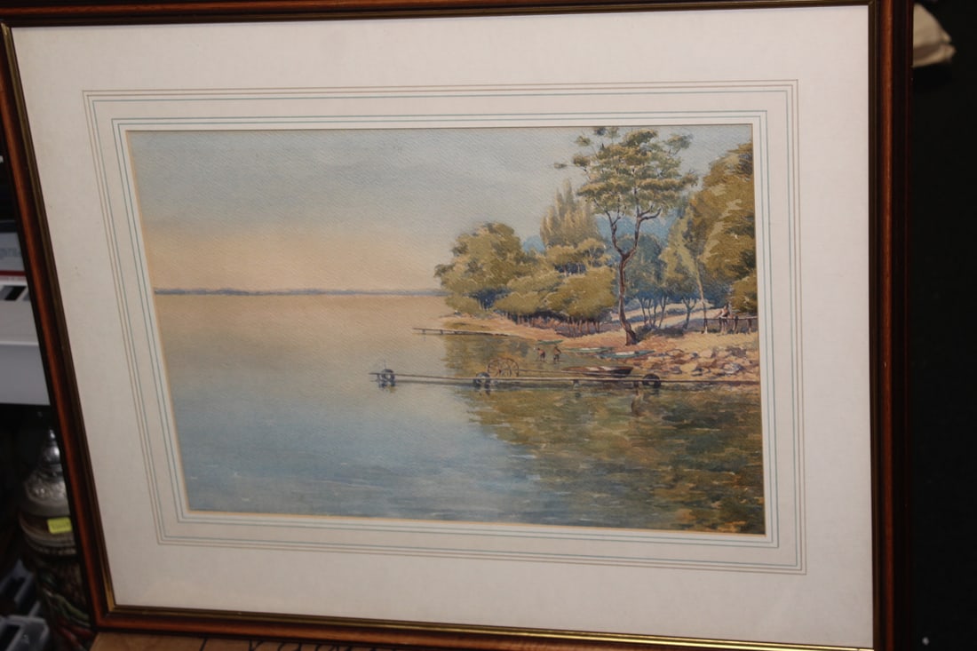 "Georgian Lake Ontario" Watercolor: by Hast - early 20th century - overall= 23 1/2" x 19" - sight= 11" x 16"
