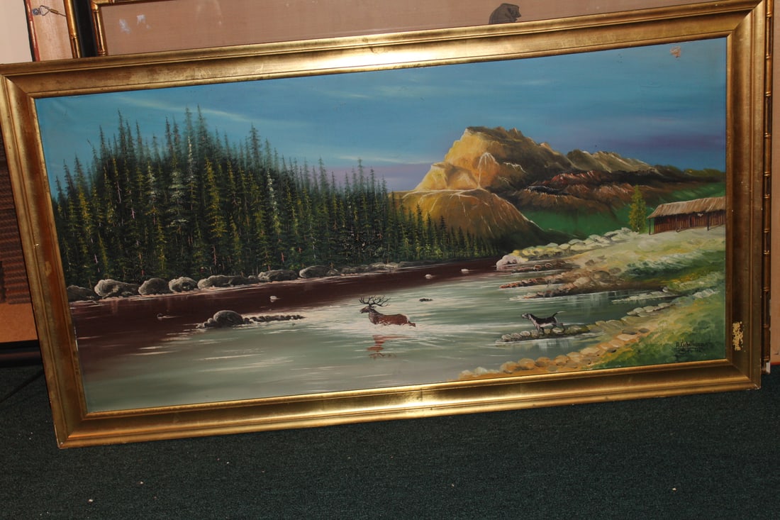 A Signed Oil on Canvas: signed: Cubihanas, Saville - please note: thinning - as shown - framed overall= 43" x 23"