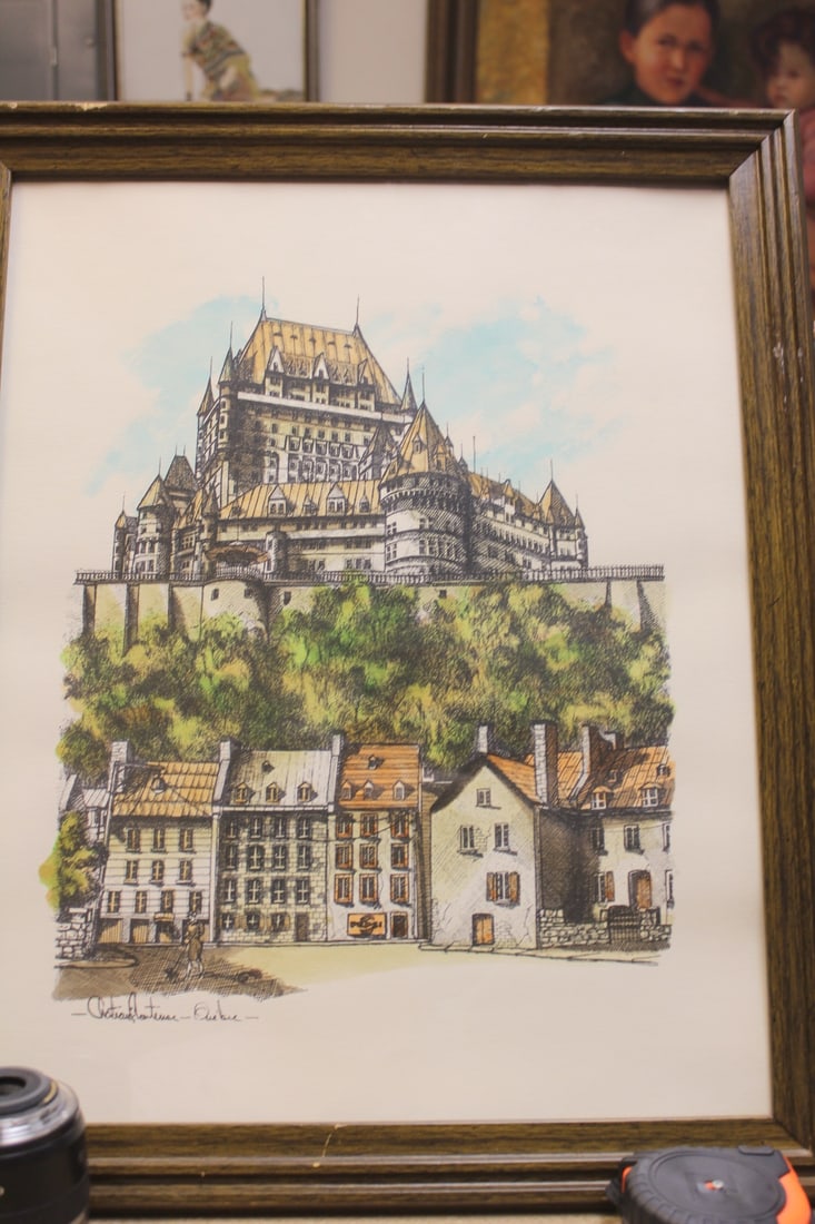 A Print, Framed Quebec: overall= 18 3/4" x 22 3/4"