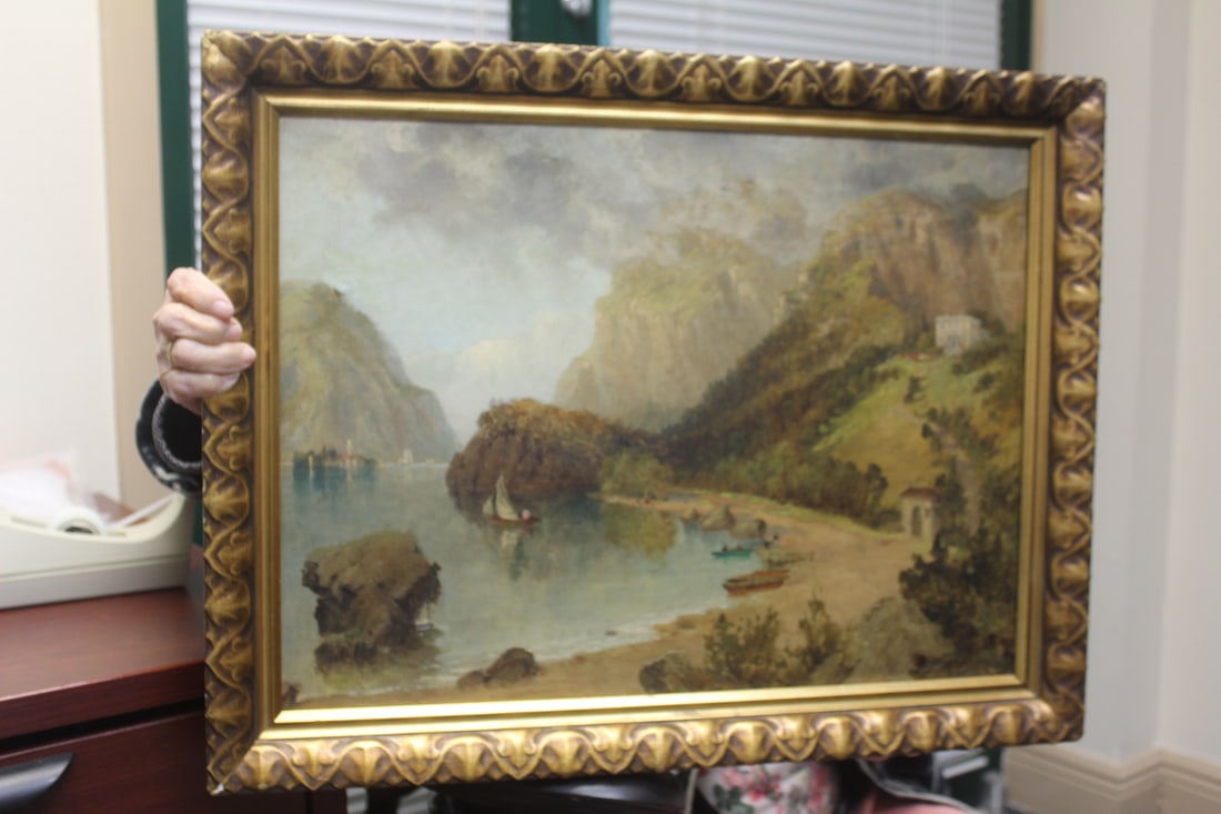 Antique oil on canvas painting: 19th to early 20th century, unsigned but nice sceneary, overall- 23"x18"