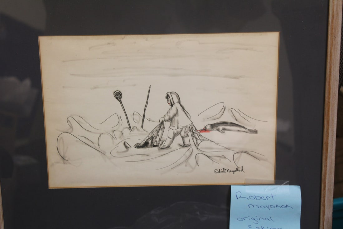 Robert Mayokok Print or Ink Drawing: framed - overall= 17 1/2" x 14 1/2"