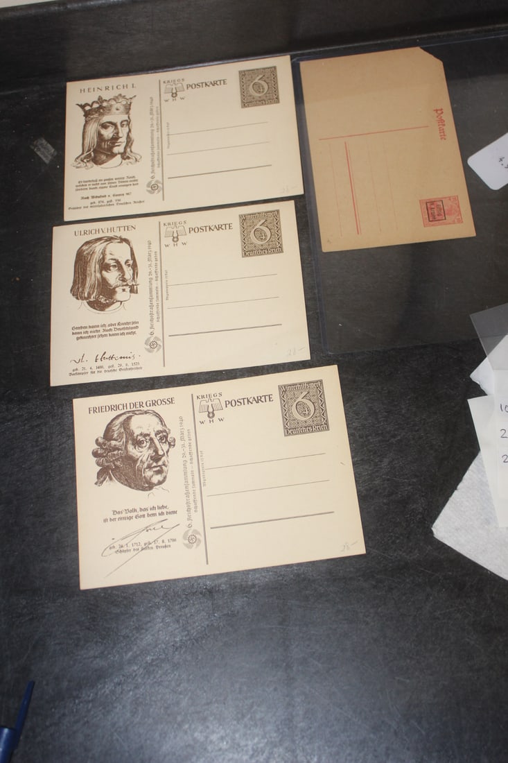 Lot of 4 German Post Cards: 1 is WWI - corner cut as shown - 3of them is WWII
