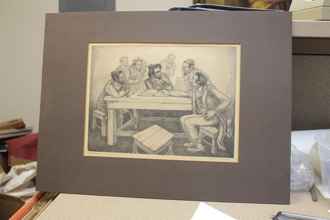 Signed Saul Raskin Etching: unframed - overall= 19" x 14"