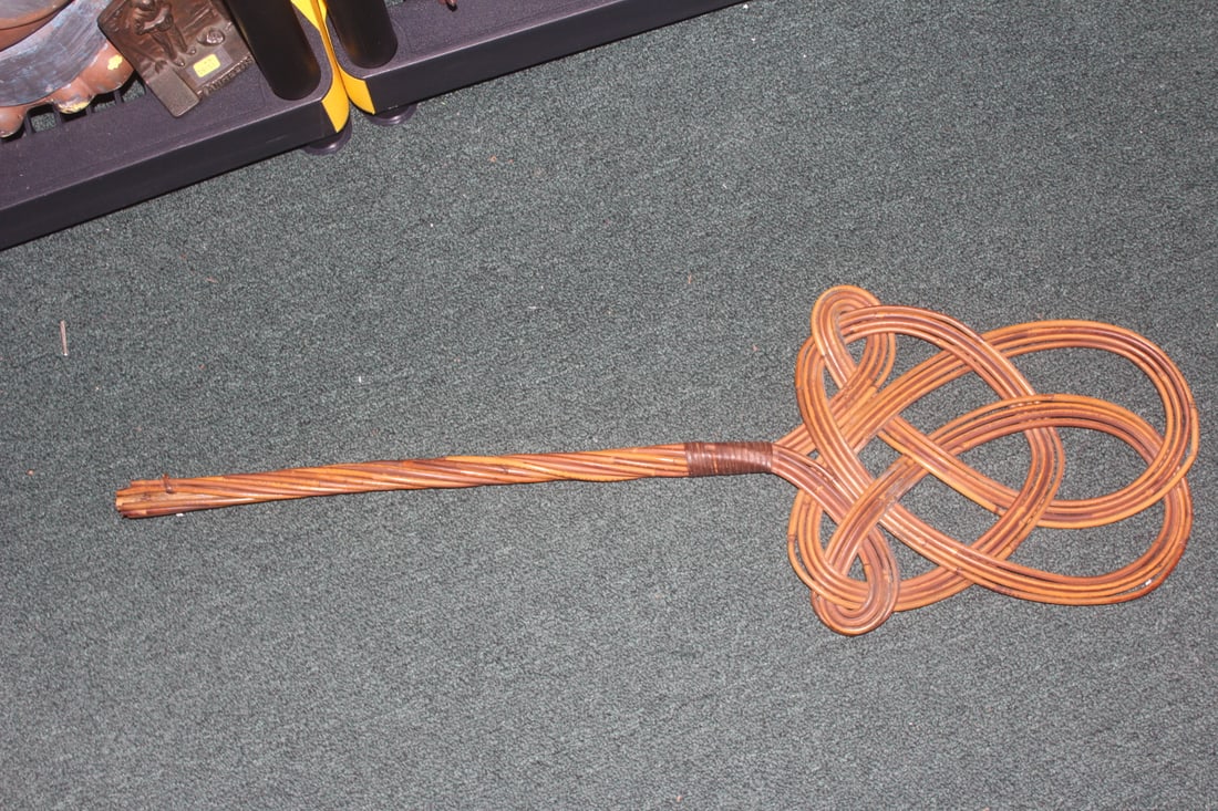 Vintage Rattan Fish Paddle?: 32 3/4" long