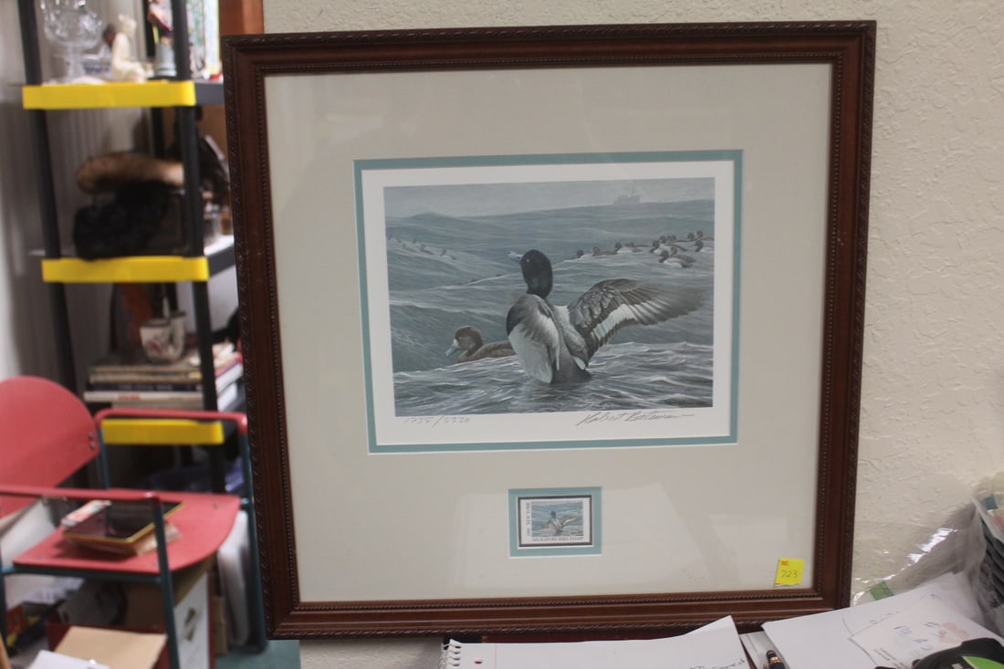 Signed Robert Bateman Geese Print: and stamp - framed - overall= 17 1/4" square