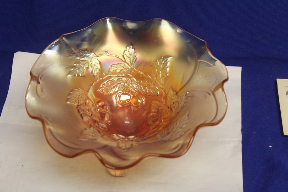 Carnival Glass Footed Bowl: 8 1/4" in diameter