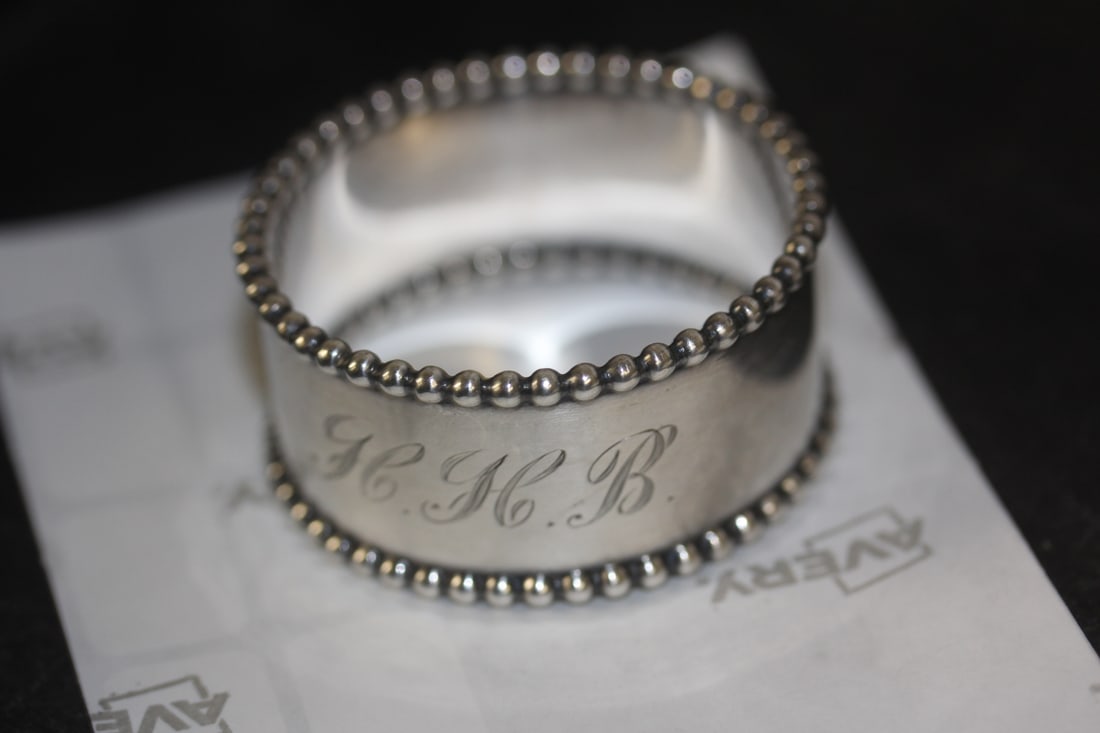 Sterling Napkin Ring: please note: monogrammed