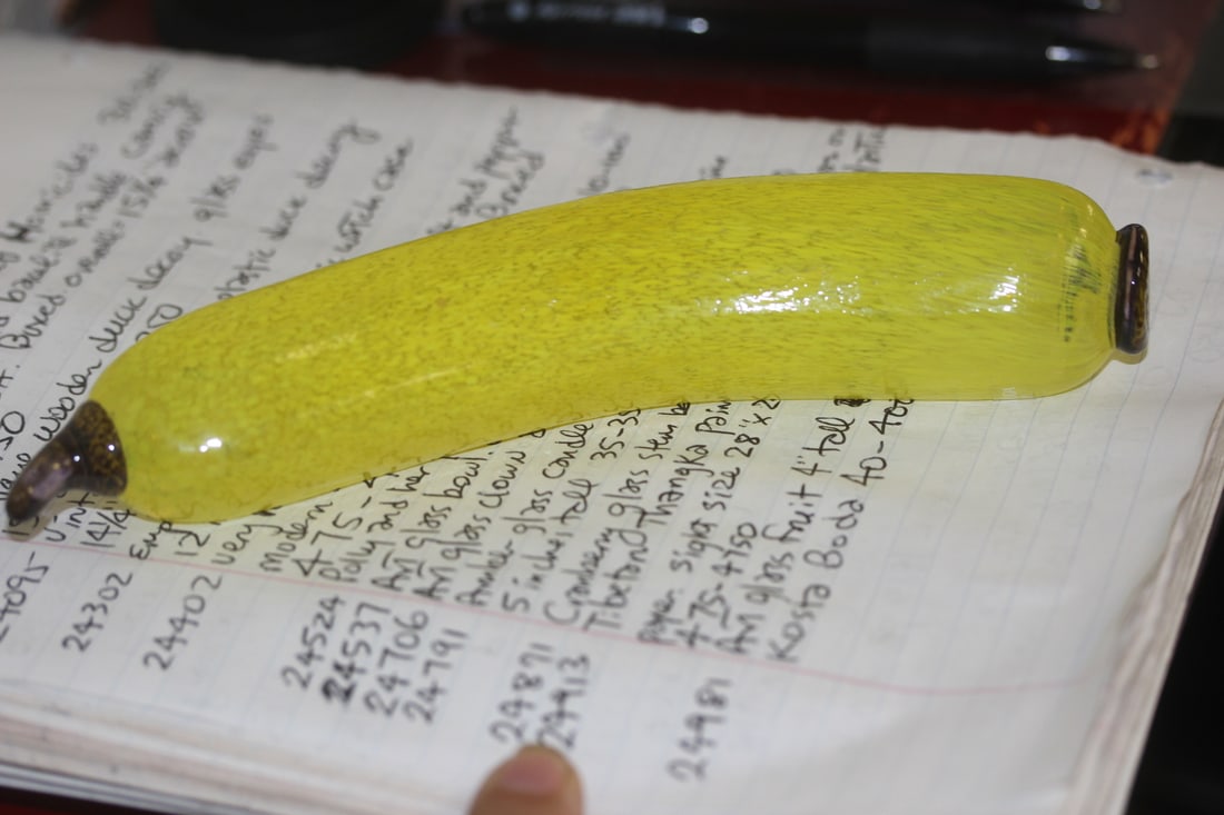 Signed Kosta Boda Art Glass Banana: signed Gunnel Sahlin - 7 5/8" long