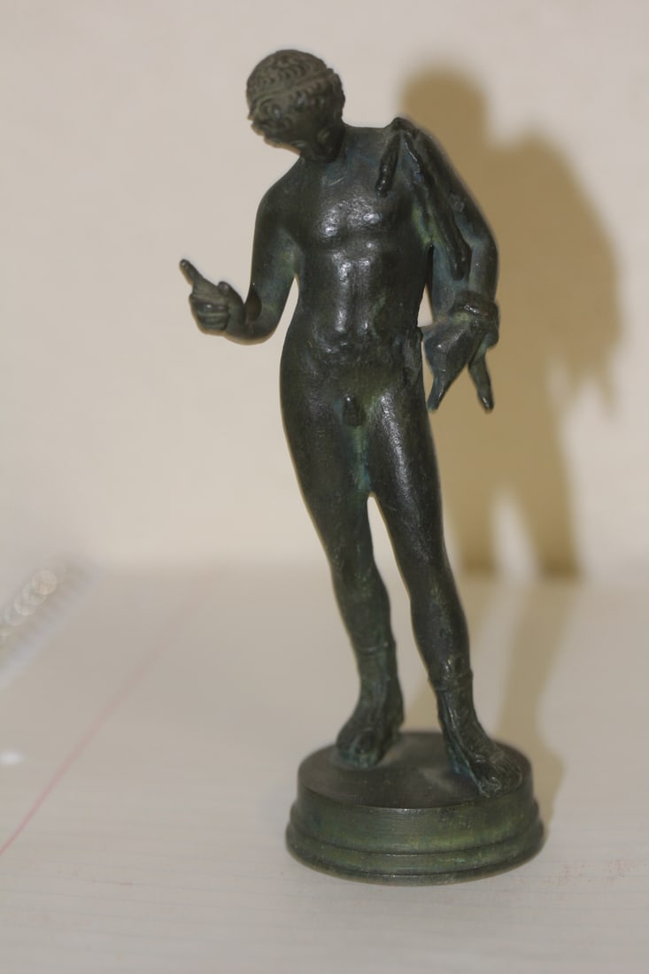 Solid Bronze Nude Male Figure: antique bronze figure - possibly 19th century - 5 3/8" tall