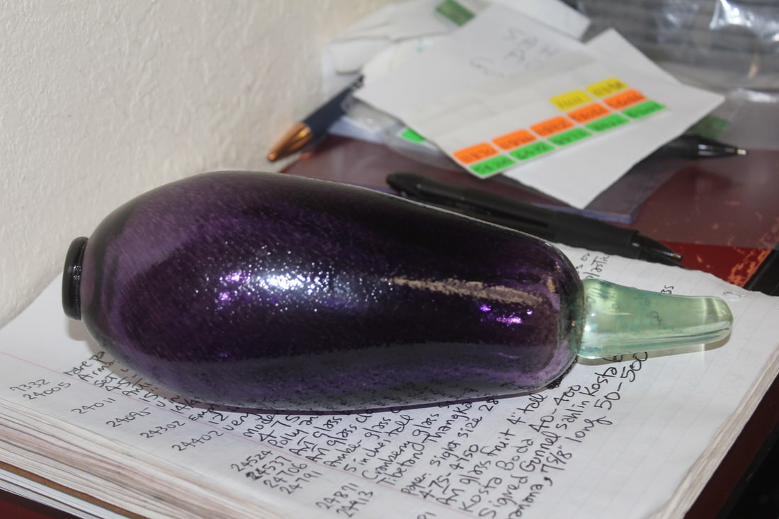 Signed Kosta Boda Art Glass Egg Plant: signed Gunnel Sahlin - 8" long