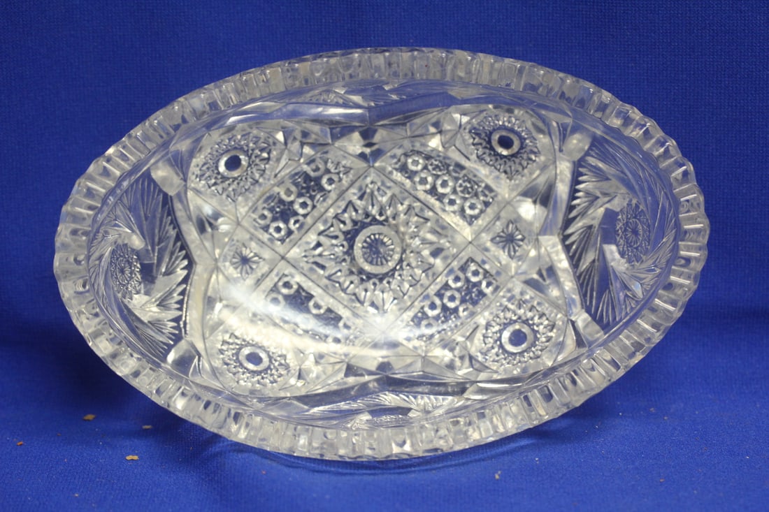 Press Glass Oval Bowl: 7 3/4" long