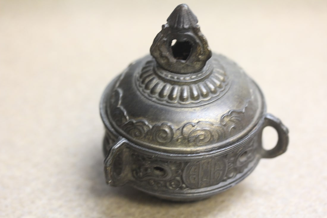 Vantines, France Metal Incense Burner: rare - 3 inches tall