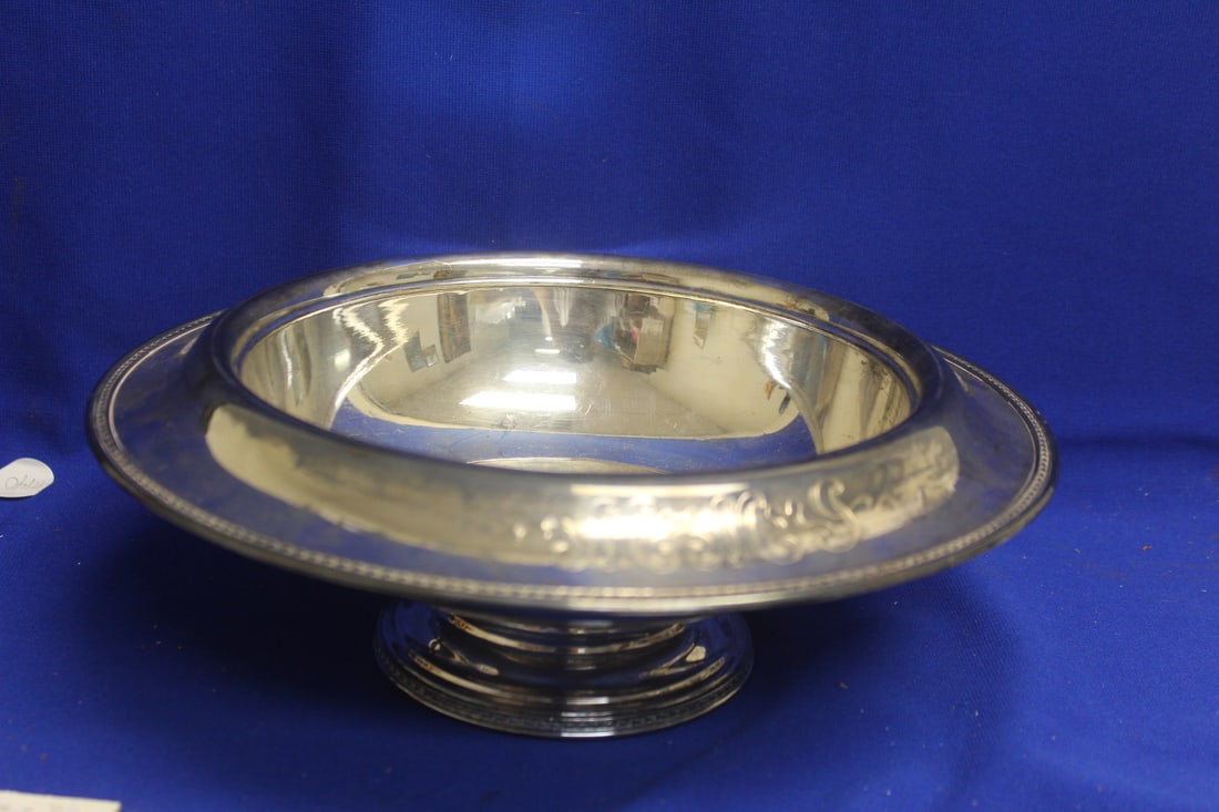Mid Century Silverplate Bowl: monogrammed - 11 1/4" in diameter