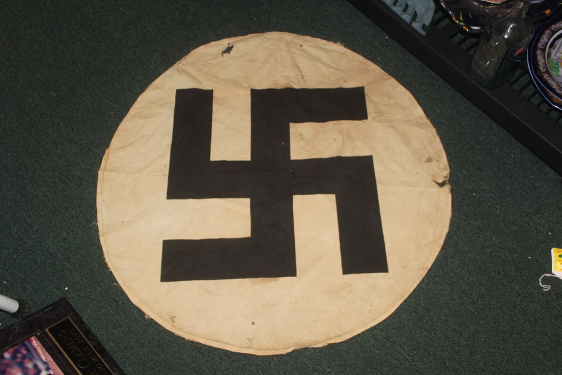 World War II German Round Banner: 30" in diameter - please note: holes, due to age