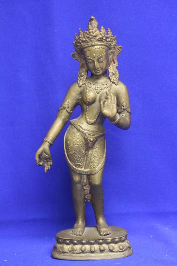 A Bronze God Statue: 12 1/4" tall