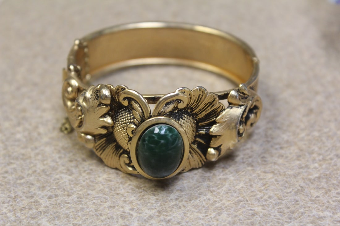 Victorian Gold Filled and Stone Bangle Bracelet (1 of 6)