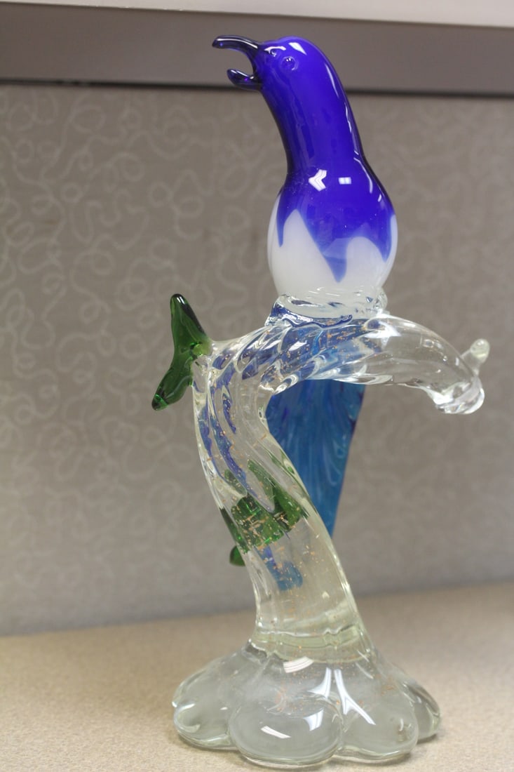 Art Glass Bird: 11 3/4" tall