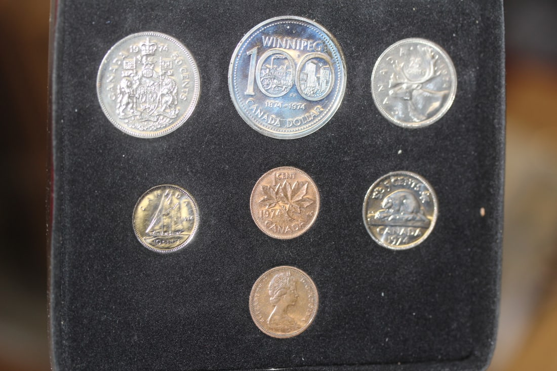 1974 Canada, Winnipeg Coin Set: largest coin= 50% silver