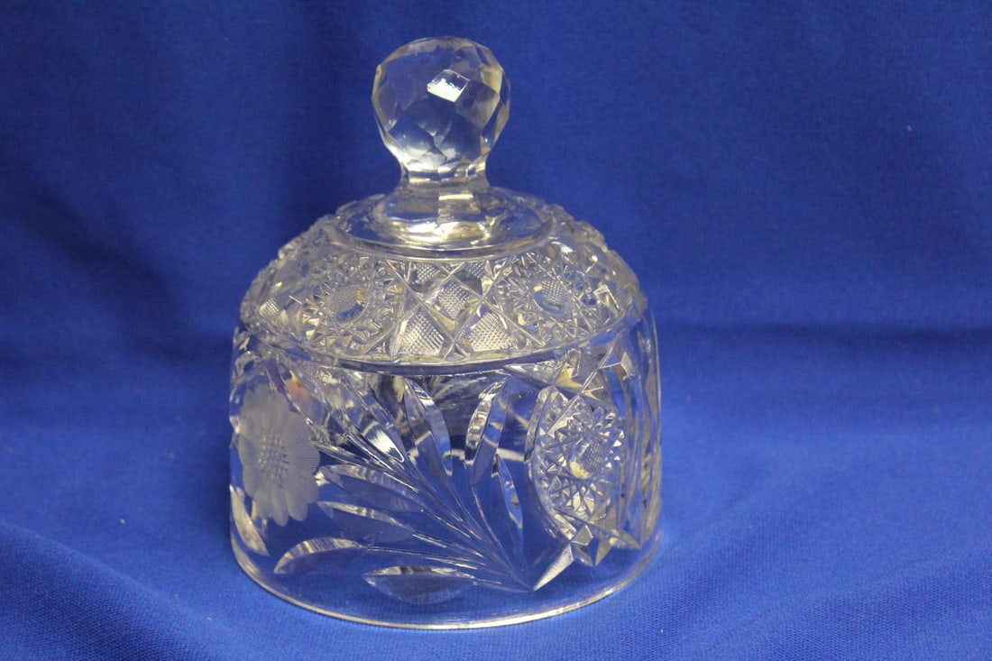 A Cut Glass Lid: 6 1/2" tall
