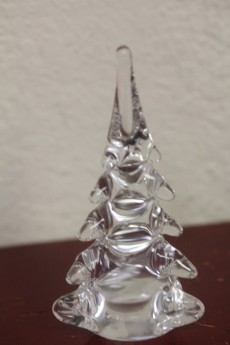 Signed Crystal Christmas Tree: signed Larson - clear crystal - 4 1/2" tall