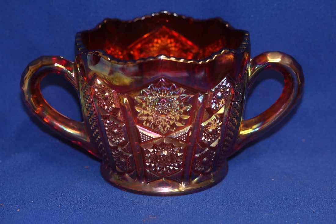 Carnival Glass Two Handle Cup: 6 3/4" across