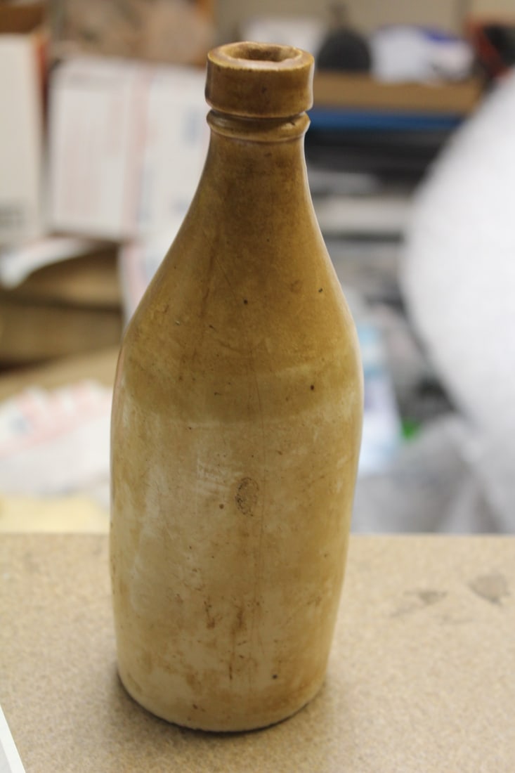 Antique Stoneware Bottle: most likely 19th century - 8 1/4" tall