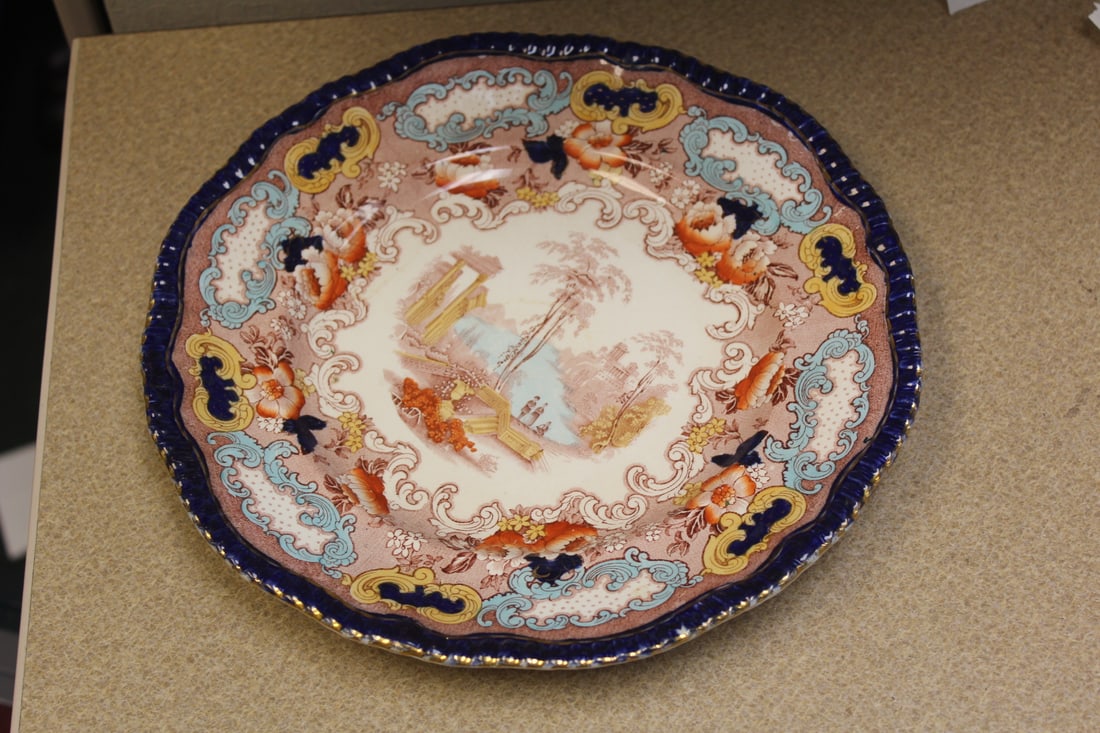 Antique Oriental Style Pottery Plate: 19th century - 10 3/8" in diameter