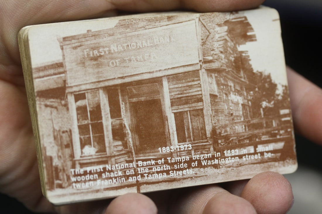 first national bank of tampa playing cards: with leather holder, all 52 cards are there