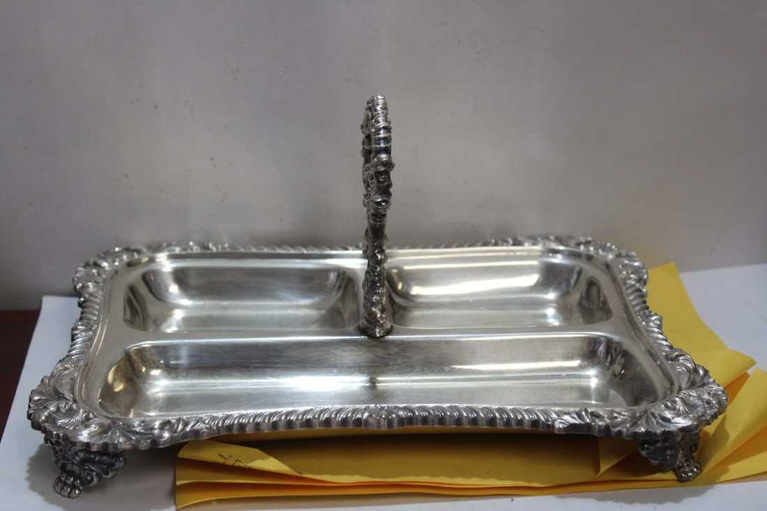 An Ornate Silverplated English Serving Tray: C&S England - 12 inches across