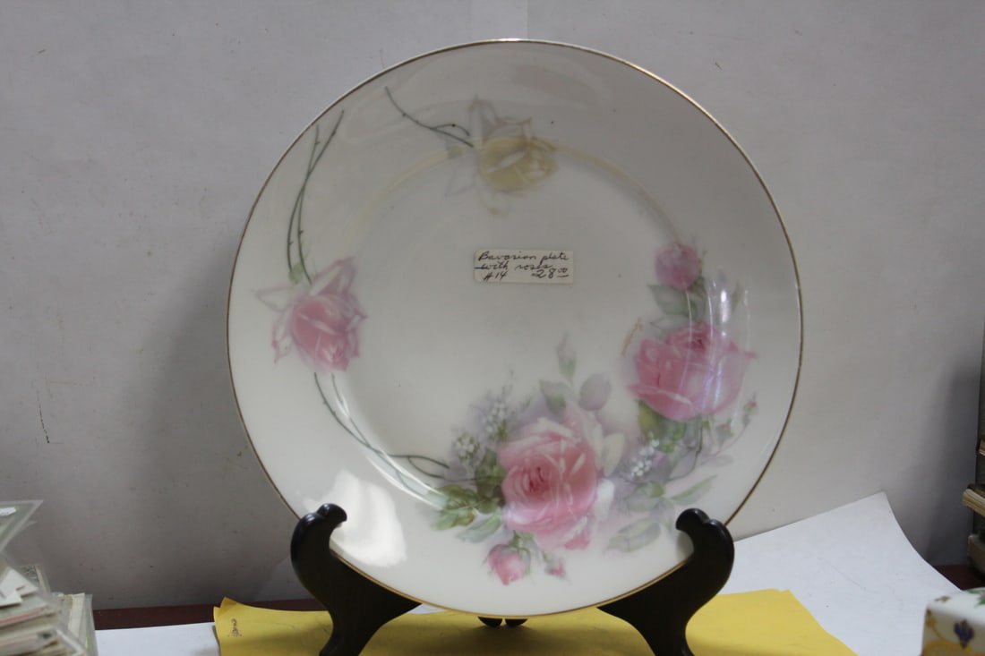 An Antique Bavarian Rose Plate: 9 3/4" in diameter