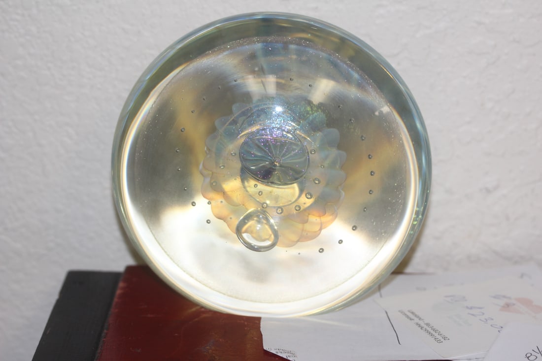Signed Eiholt Paperweight: large size - 5 5/8" in diameter