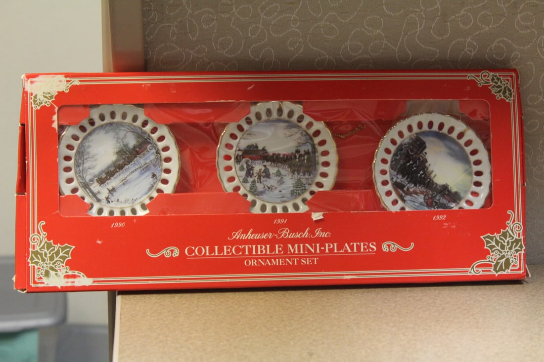 Anheuser-Busch Collectible Mini Plates: set of 3 - each plate= 3 1/2" in diameter