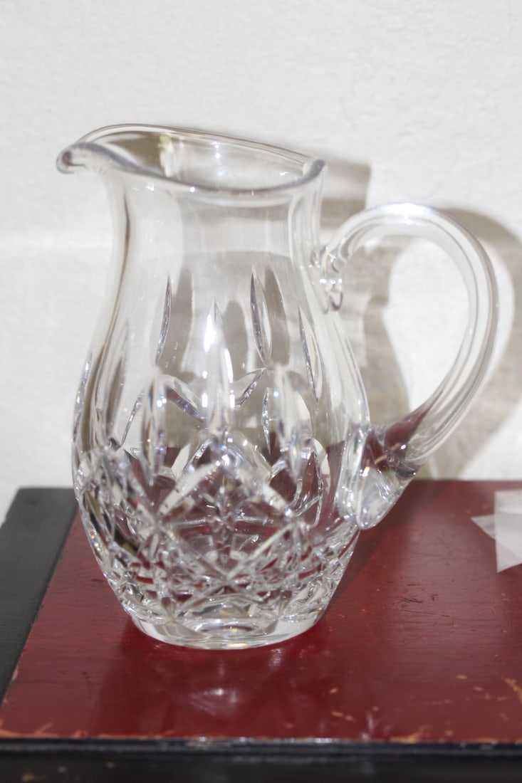 Signed Block Cut Crystal Pitcher