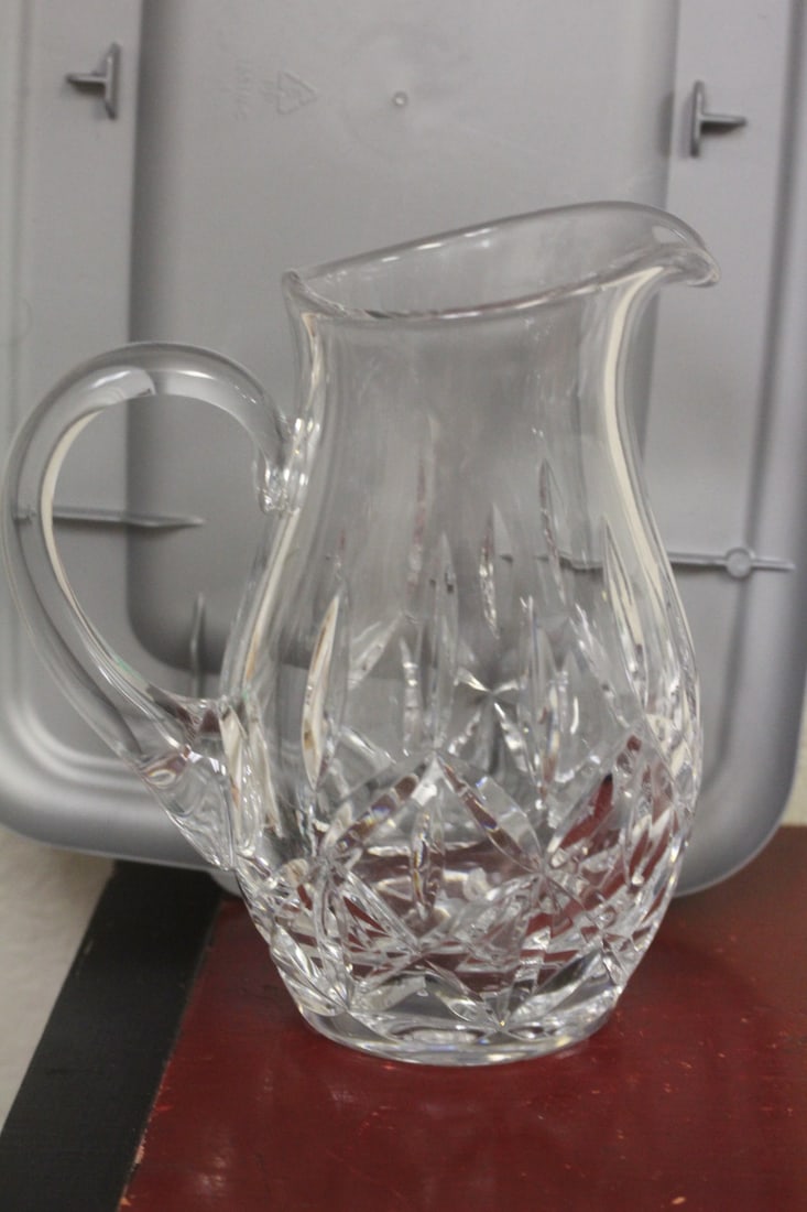 Signed Block Cut Crystal Pitcher - 4