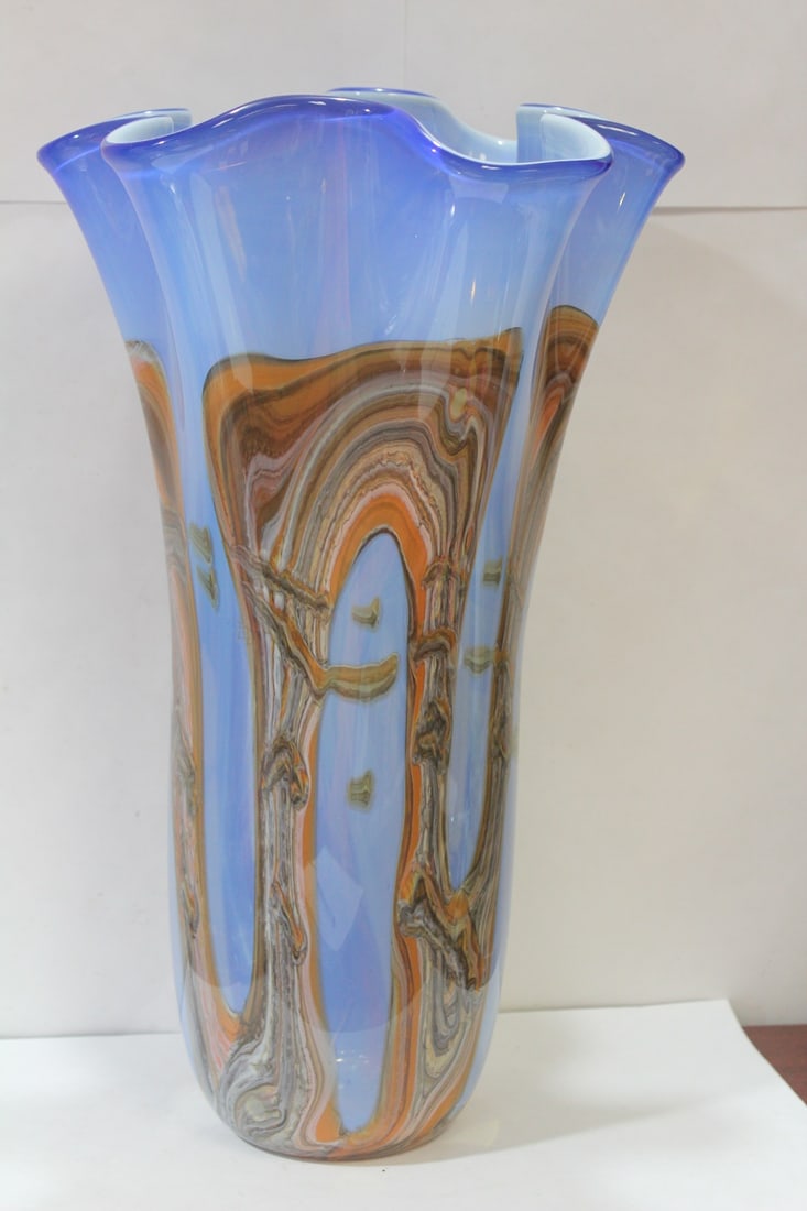 A Large Artglass Vase: 17" tall