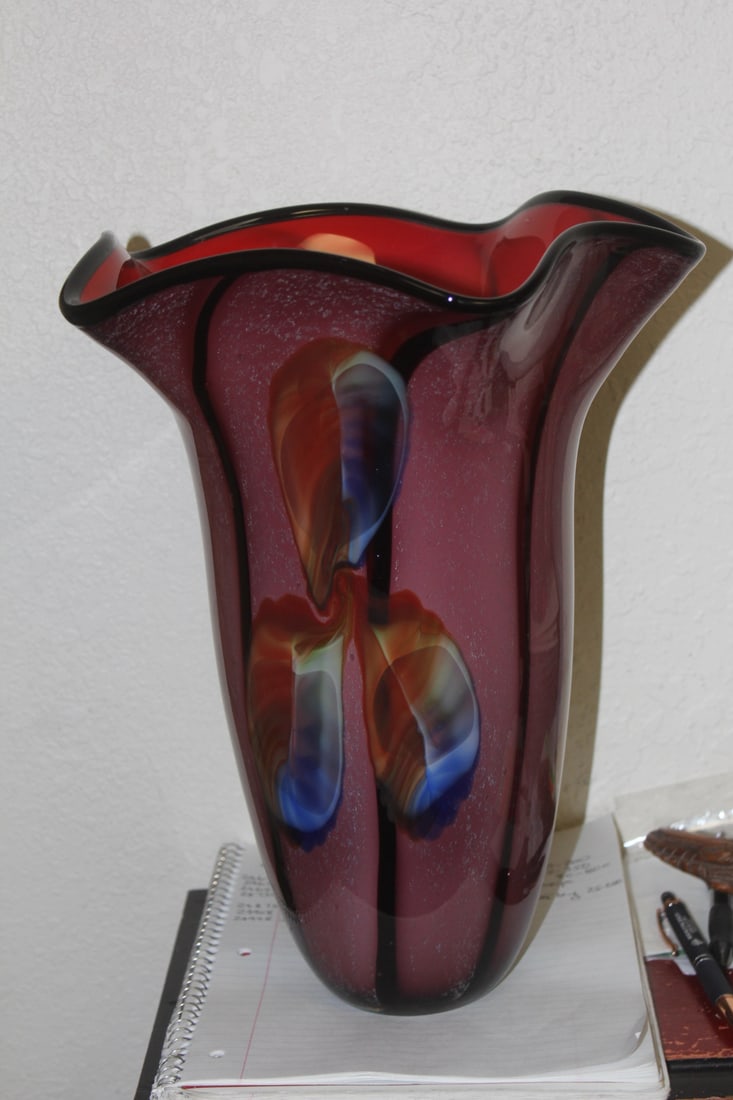 Large Art Glass Vase: 13 3/8" tall