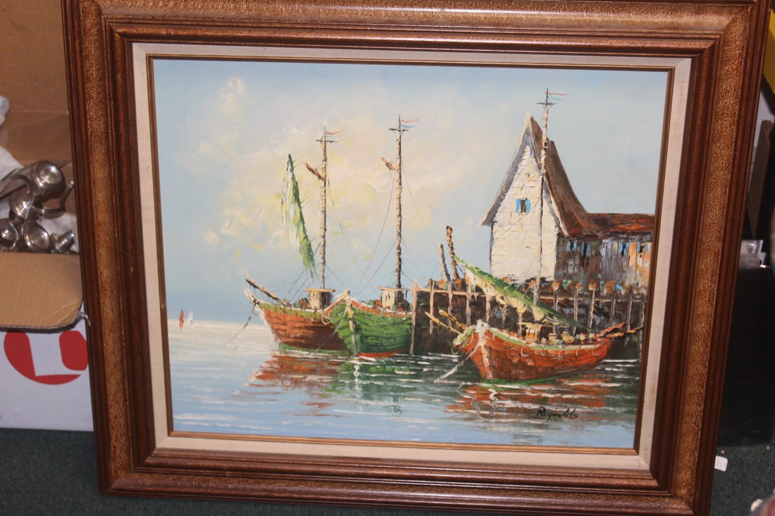 Signed "Reynolds" Framed Oil on Canvas: overall= 32" x 28"