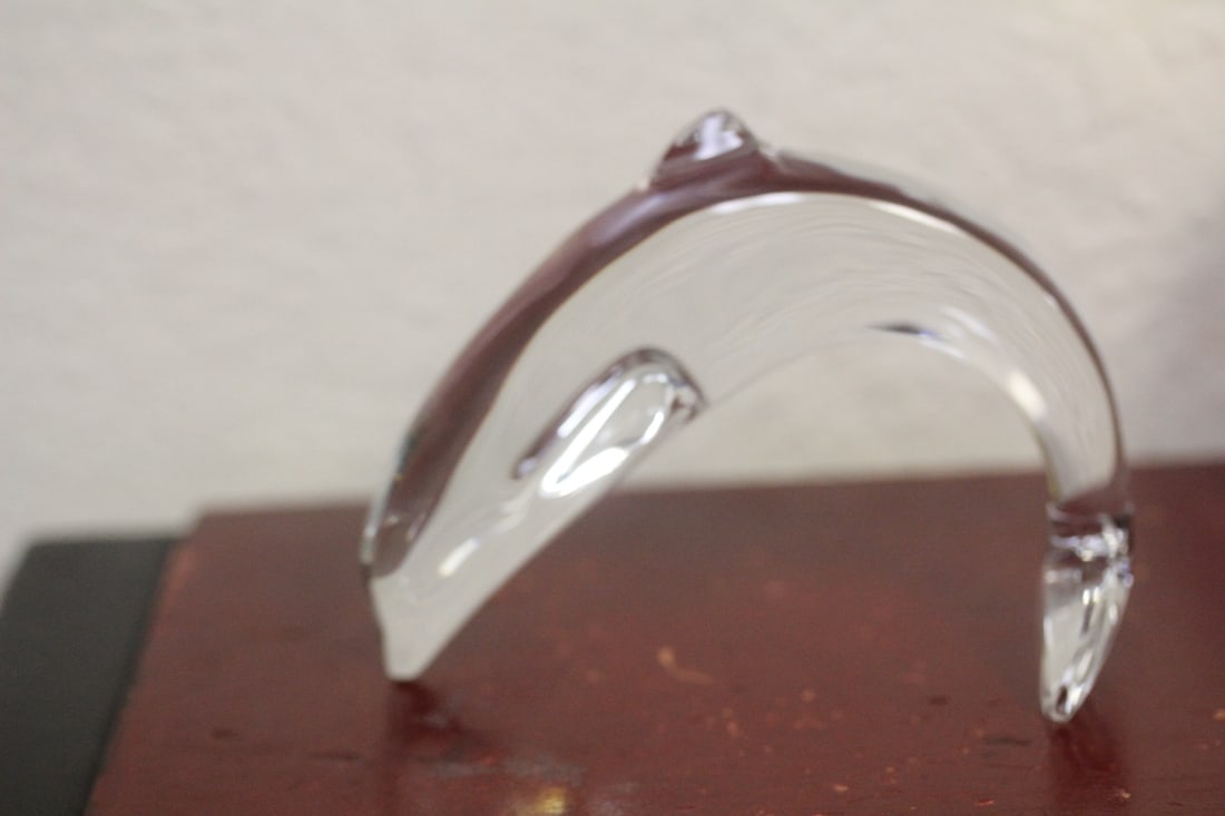 Signed Baccarat Crystal Dolphin: 4 1/4" inches across