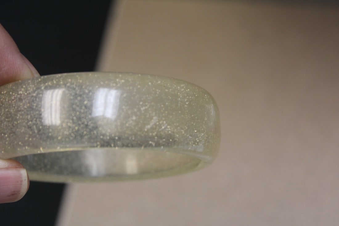 Wide Lucite Bangle Bracelet: Retro era - inside diameter= 2 3/8"