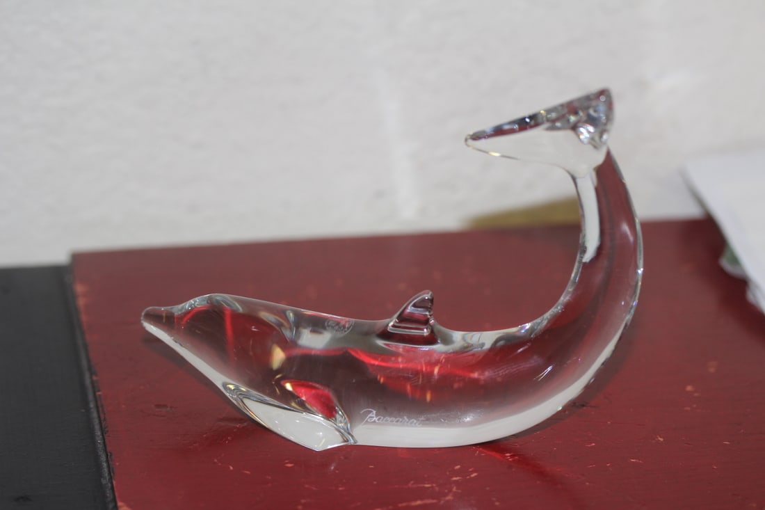Signed Baccarat Dolphin: approximately 5 inches across