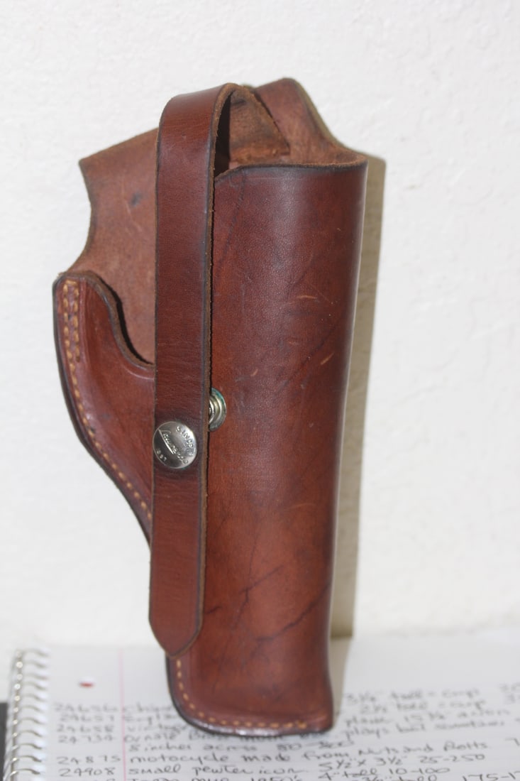 Vintage Leather Gun Holder: 8 1/2" across