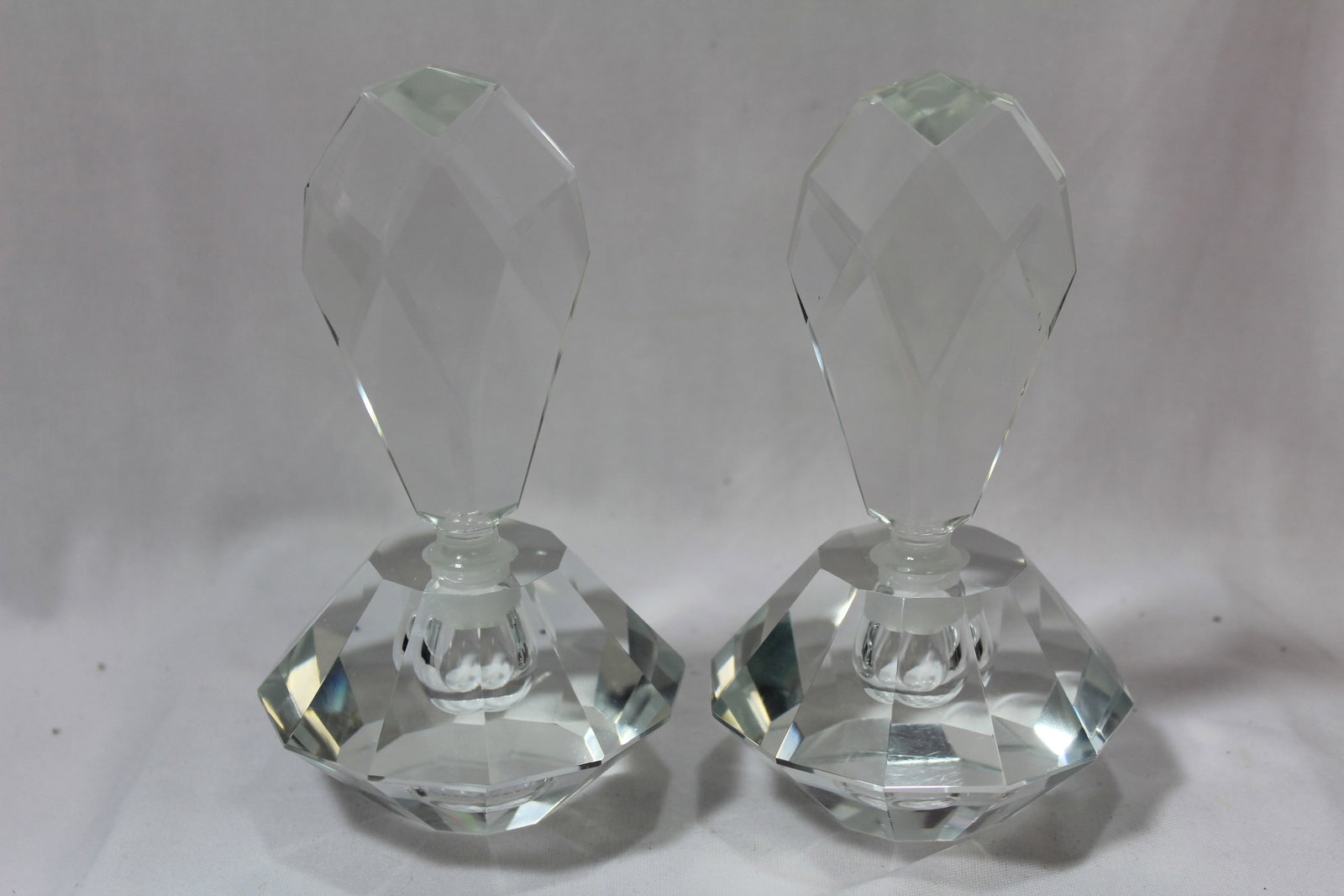 Set of Two Parfume Bottles: 6 3/4" tall each
