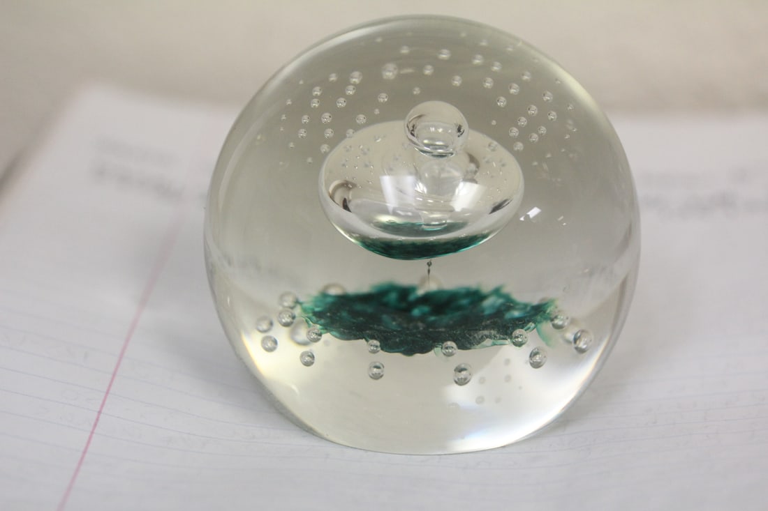 Signed Art Glass Control Bubble Paperweight (1 of 4)