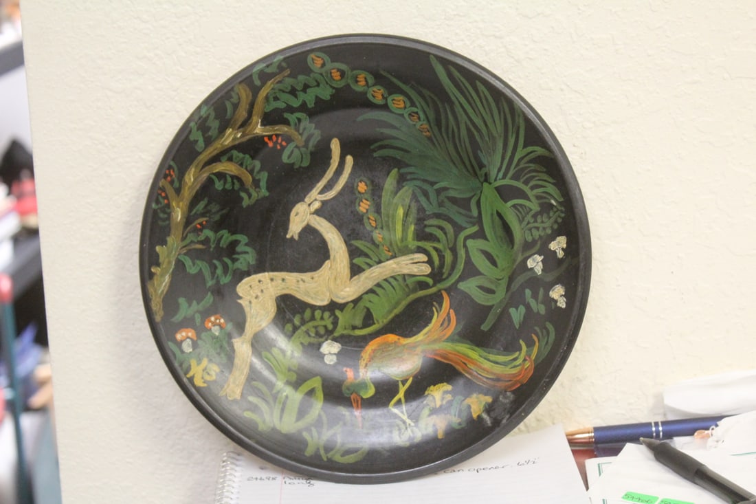 Hand Painted Terracotta Plate: 10 1/8" in diameter