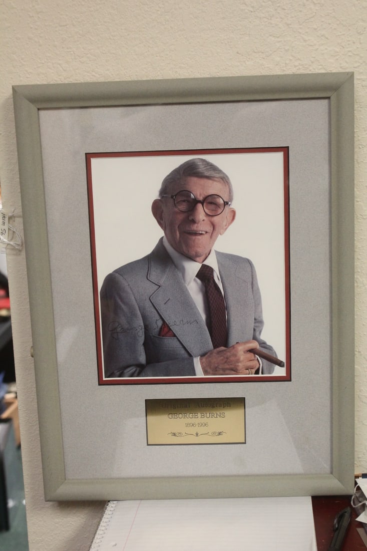 Framed George Burns Photograph: signed - overall= 16 1/4" x 12 3/8"